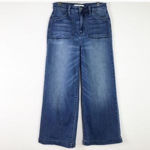 KanCan High Rise Wide Leg Cropped Whiskered  Denim Jeans Size 27